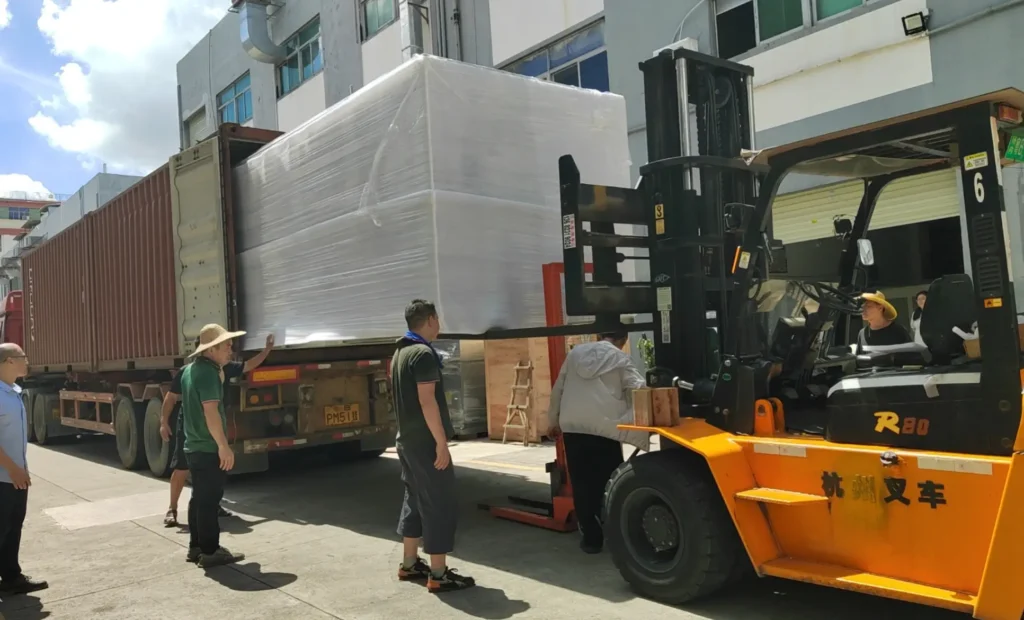 loading an air cooled central chiller into a container