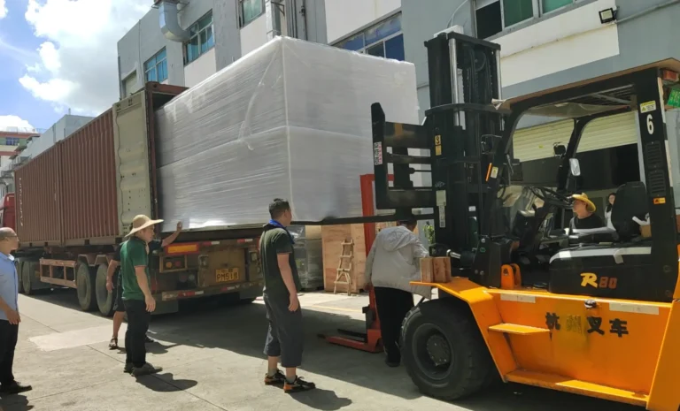 loading an air cooled central chiller into a container